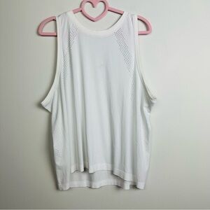Lululemon Athletica White Train to be tank relaxed fit top Size 16